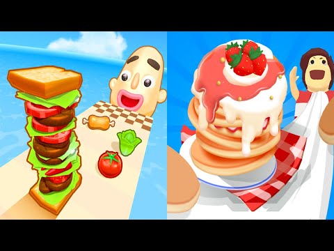 Sandwich Runner VS Pancake Run - All Levels Gameplay Android iOS Ep 1