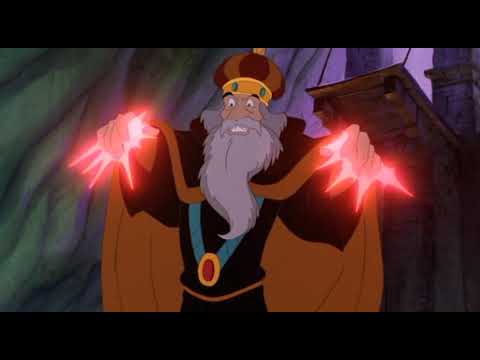 The Swan Princess 1997:Prince derek intervenes and saves princess Odette from the wicked Sorcerer.