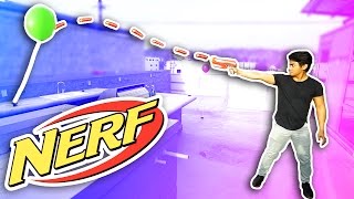 NERF GUN BALLOON TRICK SHOTS!