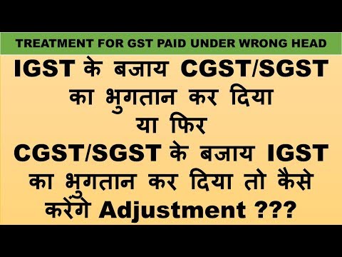 Treatment for GST paid under wrong head| GST payment mistake| Video