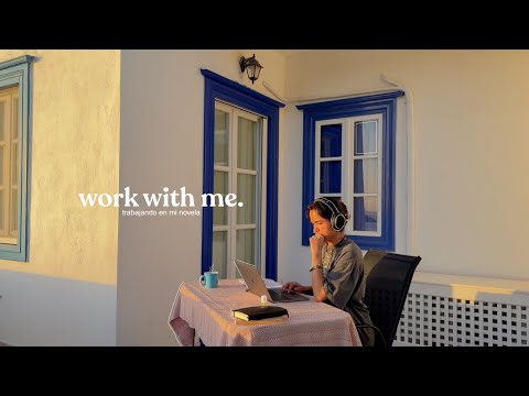 🌞 1h study with me ✧˙⋆⁺ 🌊･ﾟwriting my novel in greece 🇬🇷 // sunset + sea sounds + timer