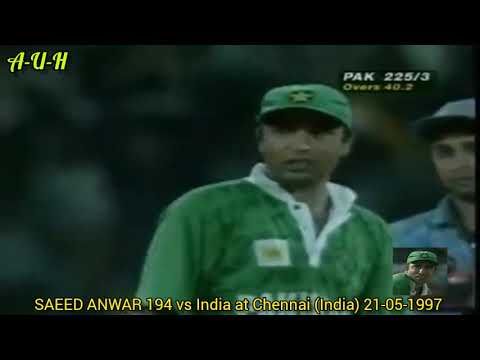 SAEED ANWAR 194 vs India at Chennai (India) May 21, 1997, Independence Cup Match=06