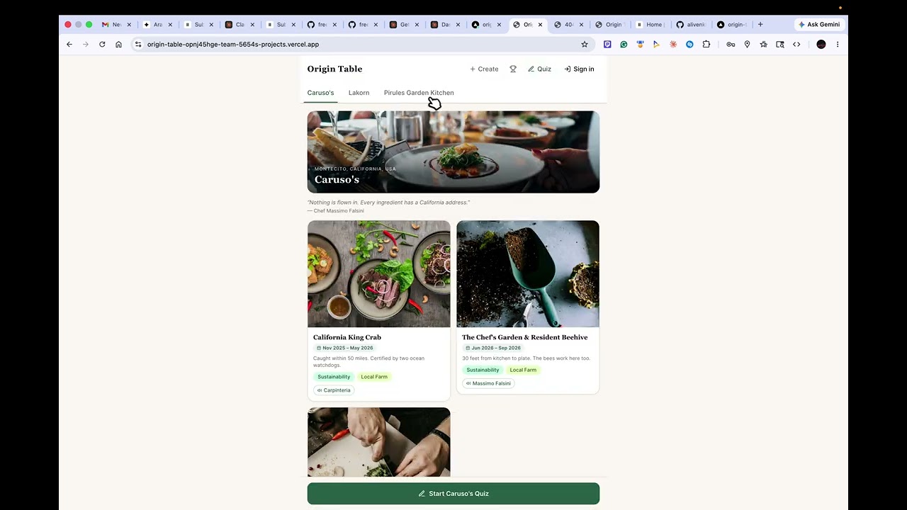 Origin Table project preview