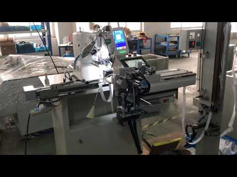 Automatic sewing machine for stitching elastic bands into a ring AAS-103E video