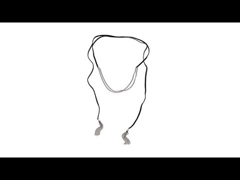 Stately Steel Multiple Wrap Fringe Ends 70" Necklace