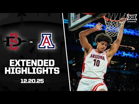 San Diego State vs. #1 Arizona Extended Highlights | 2025-26 Big 12 Men's Basketball