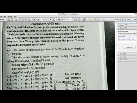 Pay off table preparation and decision tree