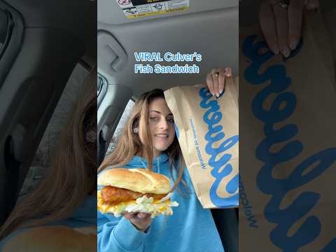 VIRAL Culver’s Fish Sandwich 🐟🍞💙#culvers #culversrestaurant #culversgang #culversmukbang