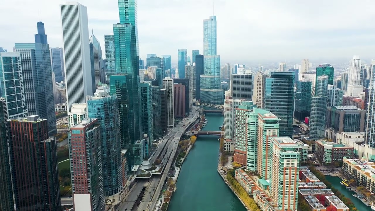 Aerial view of the Chicago skyline