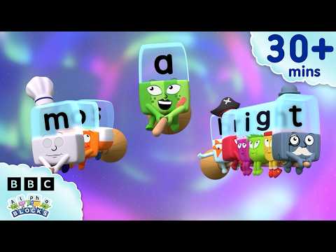 夜間的冒險！兒童學注音符號與拼字總集 | 字母積木 (Night Time Adventures in Alphaland | Learn to Read and Spell for Kids Compilation | Alphablocks)