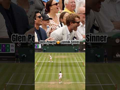 Glen Powell amazed by Jannik Sinner 🤩 #wimbledon #shorts #tennisplayer #glenpowell #janniksinner
