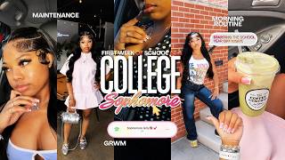 FIRST WEEK AS A COLLEGE SOPHOMORE  📚| maintenance, grwm , morning routine & more