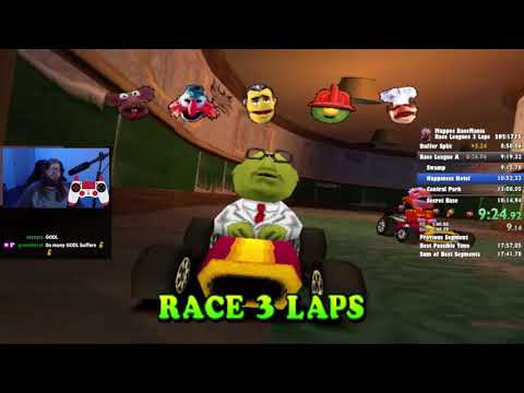 [FWR] Muppet RaceMania Race League A+B Speedrun in 18:03.05