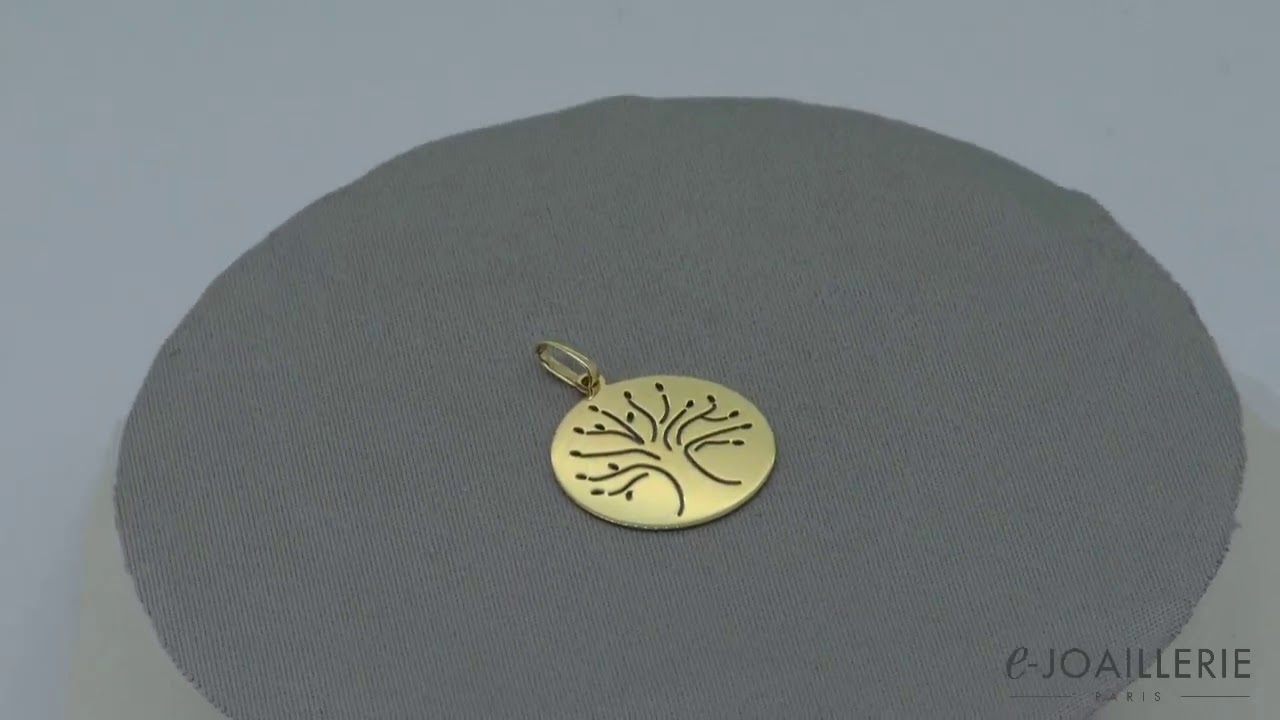 www.e-joaillerie.com - Pendentif or jaune 18 carats arbre de vie