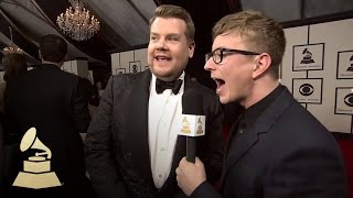 James Corden with Tyler Oakley | Red Carpet | 58th GRAMMYs