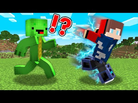 OVERSPEED Speedrunner VS Hunter in Minecraft JJ and Mikey SUPERHERO challenge Cash and Nico Maizen