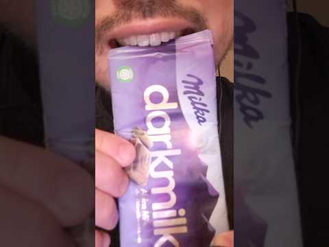 ASMR Milka Dark Milk Chocolate Bar eating sounds mukbang  #youtubeshorts  #shorts