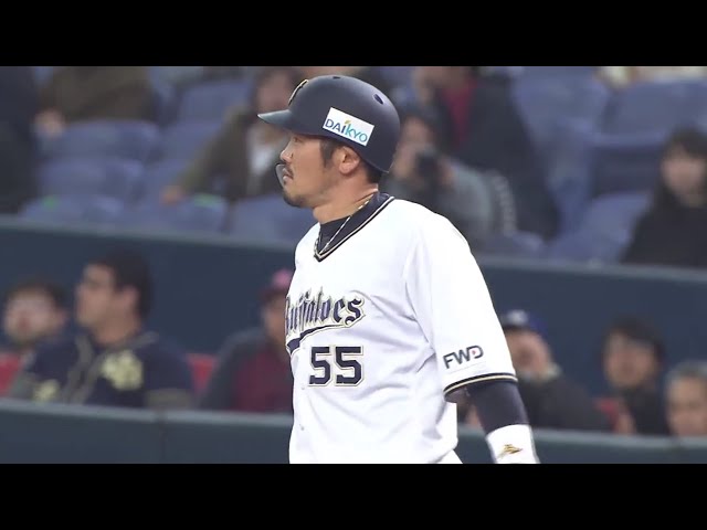 【8回裏】バファローズ・T-岡田 ピッチャー強襲の当たりで追加点!! 2019/3/9 B-G