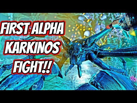 FIGHTING My First ALPHA KARKINOS And Searching For Red Gems!! || Ark Story Unmodded Ep 97!