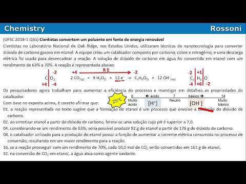 UFSC 2018 verão - Questão 35 - Redox, estequiometria rendimento e pH
