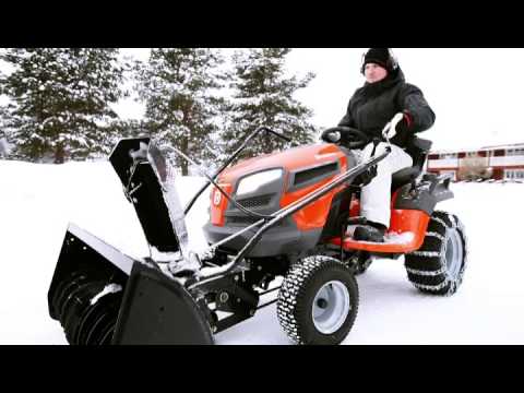 Husqvarna YTH tractor with two-stage snow thrower