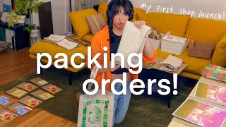 Packing orders for my art shop launch 📦🚀 Art studio vlog