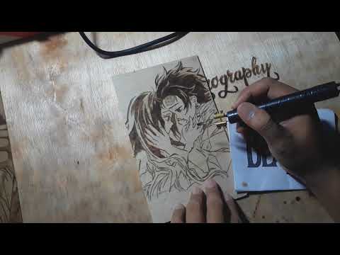 MENGGAMBAR TANJIRO DAN NEZUKO DENGAN LUKIS BAKAR #PYROGRAPHY