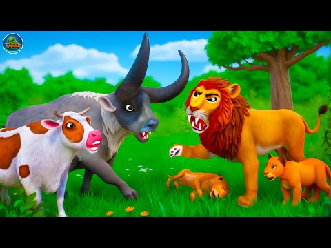 Animal Kingdom: Giant Buffalo vs Lion Family! Epic Farm Animals Rescue Compilation
