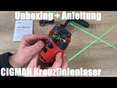 CIGMAN Kreuzlinienlaser Grün Selbstnivellierend Honrizontale 360° Laserlinie Unboxing und Anleitung