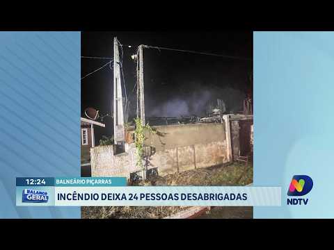 Incêndio deixa mais de 20 pessoas desabrigadas em Balneário Piçarras