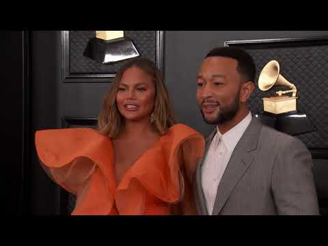 Chrissy Teigen and John Legend on the Red Carpet | Fashion Cam | 2020 GRAMMYs