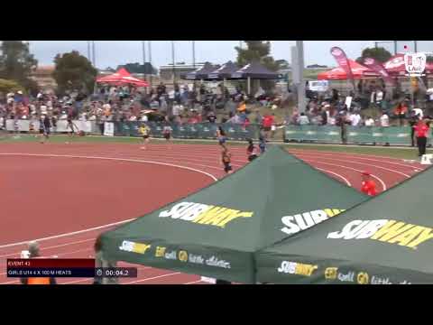 Girls U14 4 x 100m Heat 2 - 2019 SUBWAY State Relay Championships // LAVicTV