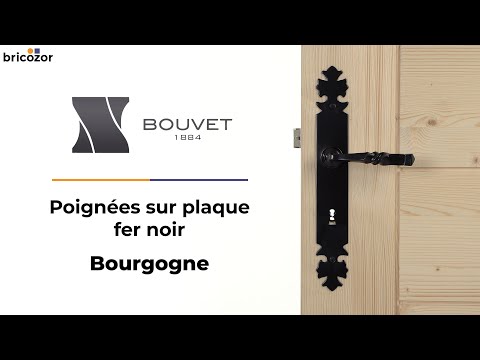 Poignées de porte sur plaque - fer noir - Bourgogne BOUVET