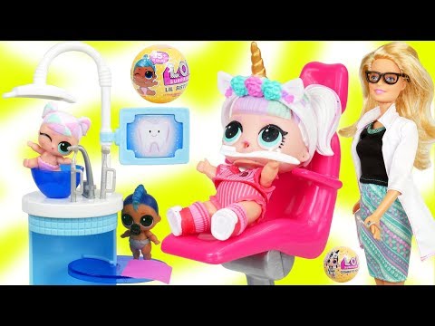 Unicorn Family Visit Doctor Dentist Barbie | LOL SURPRISE Fun Toys + Dolls for Kids | ToyEggVideos