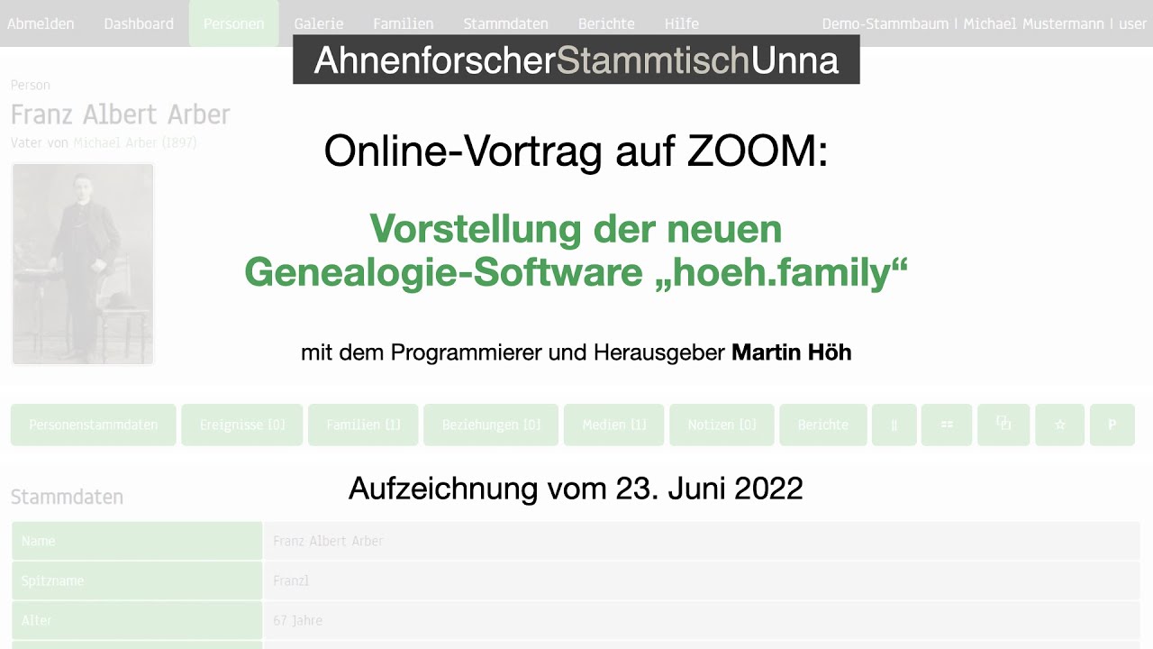Genealogie-Software "hoeh.family"
