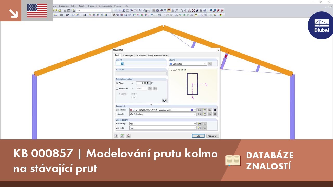 KB 000857 | Modelování prutu kolmo na stávající prut