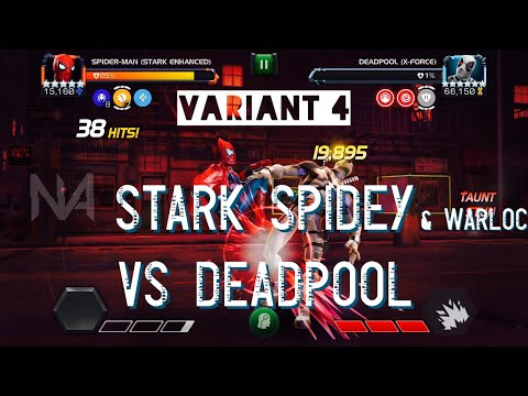 Spider-Man Stark Enhanced (and Warlock) vs Variant 4 (Waning Moon) Deadpool X-Force Boss
