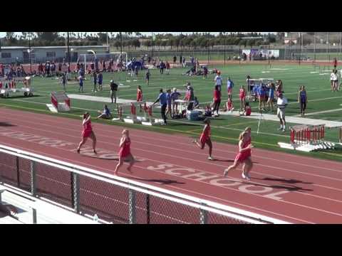 FSG 100m Heat 3 vs Fountain Valley & Newport Harbor 3-29-17 - Los Alamitos Girls