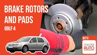 Youtube thumbnail of video "How to replace the front brake rotors and pads Golf 4 🚗"