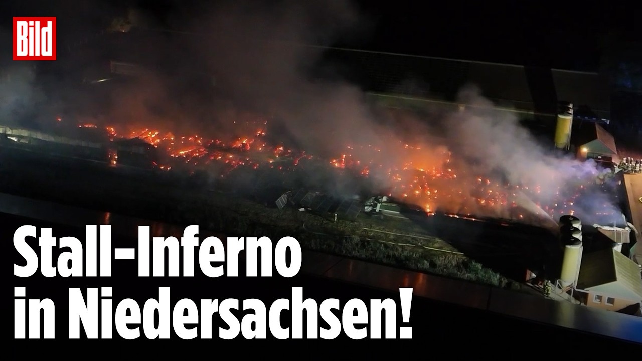 NIEDERSACHSEN: Stallbrand löst Großeinsatz der Feuerwehr in Wietmarschen aus!