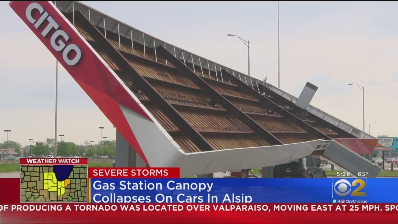 Gas Station Canopy Collapses On Cars In Alsip