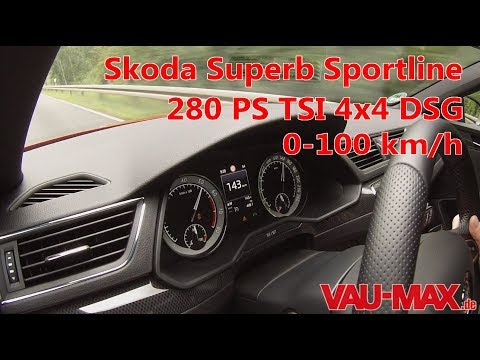 2017 Skoda Superb Sportline 2.0 TSI 280 PS 4x4 DSG Tachovideo Acceleration 0 – 100 km/h  0-60 mph
