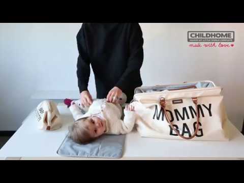 CHILDHOME DIDELIS MAMOS REIKMENŲ KREPŠYS MOMMY BAG, TEDDY OFF Baltas video