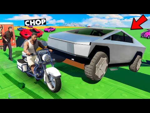GTA 5 CHOP AND FROSTY CARS VS RUNNERS WITH CYBERTRUCKS