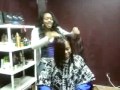 at the salon doing hair being goofy