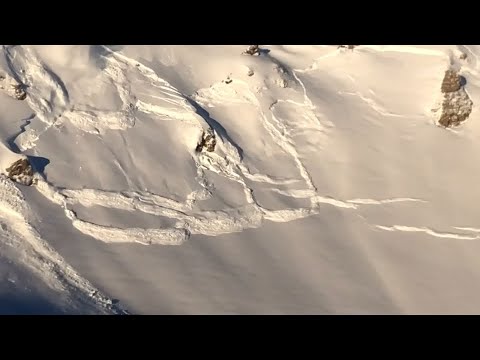 Overwhelming avalanche blasting in the Swiss Alps