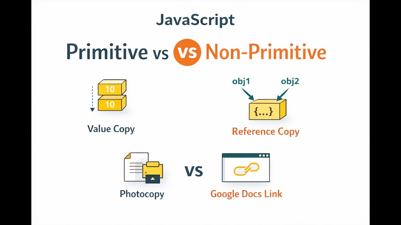 JavaScript Interview Questions Part 2 | Primitive vs Non Primitive Data Types #javascript #coding