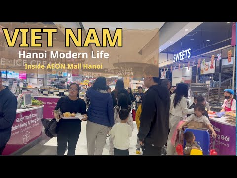 Inside AEON Mall Hanoi 🇻🇳 | Local Food, Shopping & Family Life | Walking 4K in Vietnam