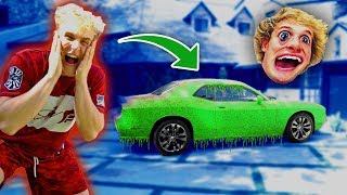 SUPER SLIME PRANK ON MY BROTHERS CAR!!