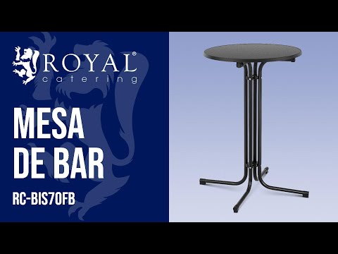 vídeo - Mesa de bar - preta - dobrável - Ø70 cm - 110 cm